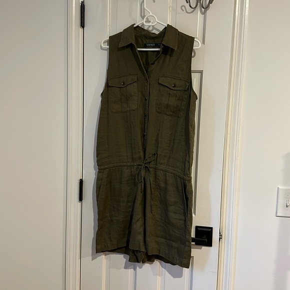 Ralph Lauren Pants - Lightly used Ralph lauren green romper size 12
